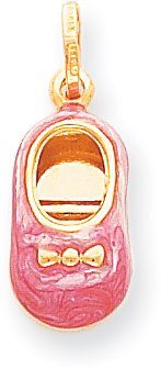 Childrens Toyshop  Jewelry : Baby Shoe Pink Girl Charm, 14K Yellow Gold