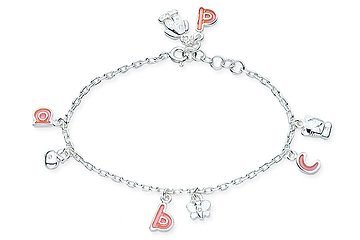 Childrens Sterling Silver ABC Charm Bracelet