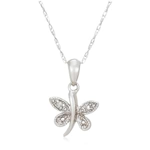 Buy 10k Choice of White or Yellow Gold Dragonfly Pendant w  Diamond Accent by Amazon.com Collection