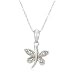10k White Gold Dragonfly Pendant with Diamond-Accent