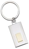 Sterling Silver Key Ring w/ 14k Yellow Gold Satin Finished Engraving Plaque