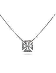 Sterling Silver CZ Maltese Cross Pendant