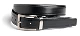 Geoffrey Beene Mens 1 1/8" Feather Edge Leather Reversible Belt, Black/Brown