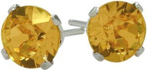0.80Ct. Genuine 5mm Round Citrine 14 Karat White Gold Stud Earrings