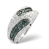 9ct White Gold 0.25ct Diamond and Blue 0.25ct Diamond Ring