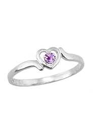 14K White Gold Teens Genuine February Birthstone Ring - Amethyst