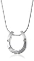 WHITE ICE (London) Silver DN044 5pt Diamond Horse Shoe Pendant on Chain 16"