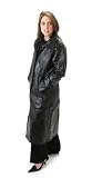 Ladies Black Genuine Leather Trench Coat