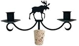 Review   / Moose Wine Bottle Stopper Topper / Taper Candle Candlebras - Wrought Iron