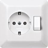 Merten 272518 SCHUKO-Steckdose mit Wechselschalter, polarwei&szlig;, M1