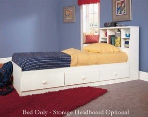 New Visions by Lane 866-301 Twin Size Storage Bed, White Laminate