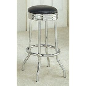 Retro Style Black Chrome Bar Stool Stools Set Of 2 by visiondecor Furniture