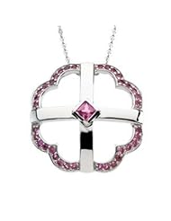 CleverEve Designer Series Inspirational Blessings Embraced by Love Pink Sapphires Sterling Silver Pendant Necklace w/ 18" Chain, Gift Box, Card with Poem & Verse from Scripture
