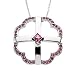 Sterling Silver Embraced By Love Pendant with Pink Sapphires and Ster Chain