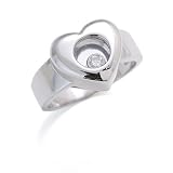 14K Italian White Gold Floating Diamond Heart Ring