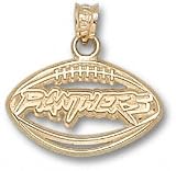Carolina Panthers Solid 10K Gold ''PANTHERS'' Pierced Football Pendant