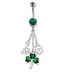 DANGLING GEM CLOVER, CLADDAGH AND CELTIC KNOT BELLY RING
