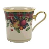 Lenox Holiday Tartan Gold Banded Ivory China Accent Mug