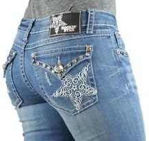 RS Ranch Star Embroidered Boot Cut Denim Jean Tall 34" Rhinestone Flap Pocket Embellished (26)