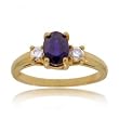 Oval Blue Sapphire & Diamond Ring in 14K Yellow Gold