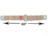 2-Point Lap Seat Belt, Tan, 60 Inch Length, with Push Button Release