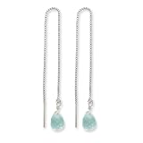 Sterling Silver Blue Crystal Threader Earrings