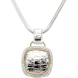 66551 Sterling & 14Ky Gold 1/3 Ct Tw Diamond Pendant On 18 Snake Chn