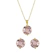 10k Yellow Gold Pink Quartz Earrings and Pendant Set