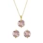 10k Yellow Gold Pink Quartz Earrings and Pendant Set