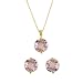 Jewelry : 10k Yellow Gold Pink Quartz Earrings and Pendant Set