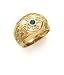 14k Celtic Cross Synthetic Emerald Mens Ring - Size 10.0