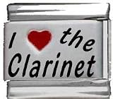 Clearly Charming I Heart the Clarinet Red Heart Laser Italian Charm