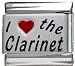 Jewelry : Clearly Charming I Heart the Clarinet Red Heart Laser Italian Charm