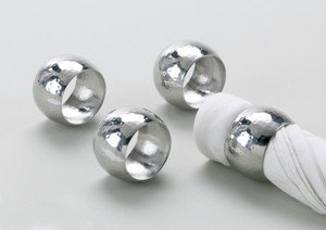 Elegance Hammered 1-1/2-Inch Stainless Steel Napkin Ring, Set Of 4