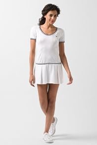 Short Sleeve Technical Jersey Pleated Tennis Dress