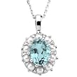 14K White Gold Aquamarine and Pearl Pendant