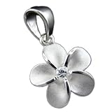 12mm Plumeria CZ Pendant Hawaiian Silver Jewelry