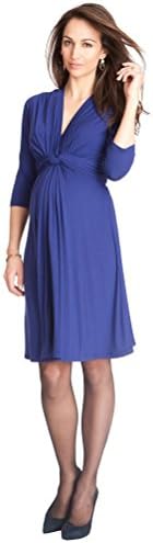 DEAYOKA Nursing Knot Front Maternity Dress, Wear Before/During/After Pregnancy Blue M