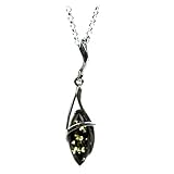 IMAGE OF Sterling Silver Green Amber Drop Pendant, 18