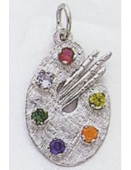 Artist Palette Synthectic Stones Charm - XAC933