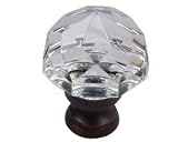 Diamond Cut Glass Knob Clear 1 3/8