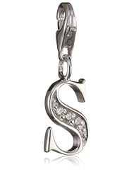 VINANI brand Germany 925 Sterling Silver Charm Pendant Alphabet Initial Letter S shiny Zirconia white HSAA
