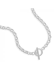 MMA Silver - 16 inch Large Rolo Toggle Necklace