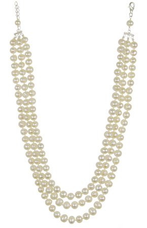 multi strand pearl necklace-GENUINE FRESHWATER PEARL MULTI STRAND NECKLACE with STERLING SILVER CLASP (8 MM) 21