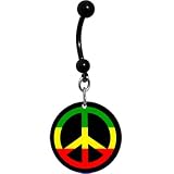 Handcrafted Rasta Peace Sign Belly Ring