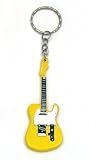 Electric Guitar Keychain ~ S-Style Replica Wood Guitar Keychain handcrafted Art Collectible Guitar Keychain in Rebel Yellow!