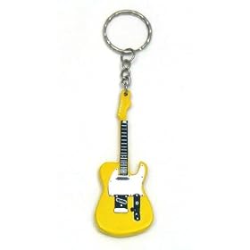 Electric Guitar Keychain ~ S-Style Replica Wood Guitar Keychain handcrafted Art Collectible Guitar...