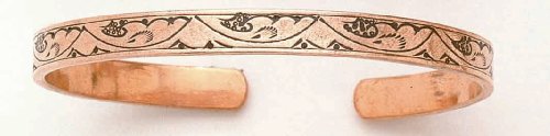 Etched Floral Pattern – Copper Bracelet – From India