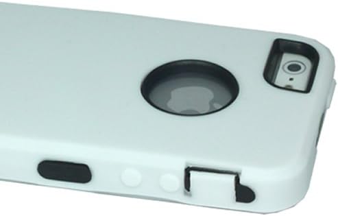 ASleek White Silicone Skin / Black Hard Hybrid Armor Case Cover for Apple iPhone 5 + ASleek Microfiber Cloth