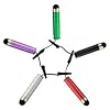 teKKno Pack Of 5 Rubber Tip Stylus Pens For All Touch Screen Mobile Phones And Tablets / Green Purple Black Silver And Red